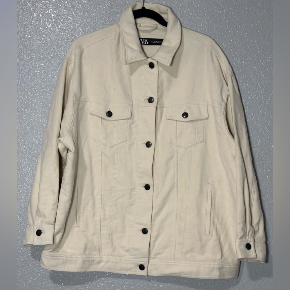 Zara Ivory Velvet Oversized Shirt Jacket Shacket